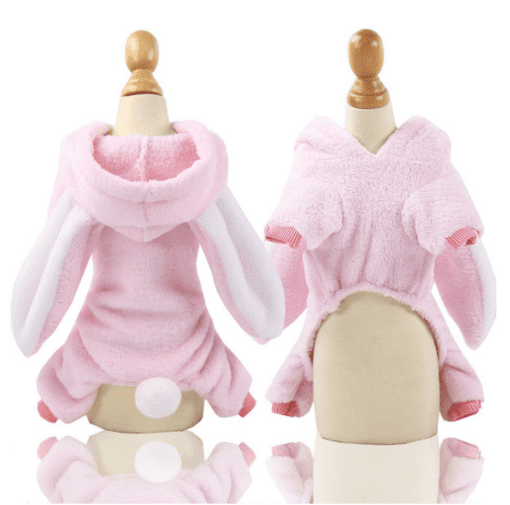 Pink Bunny Fleece Hoodie Dog and Cat Halloween Costume - All Pet Things - S