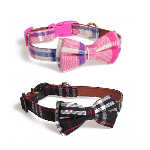 Designer Plaid Bow-tie Dog Collar - All Pet Things -