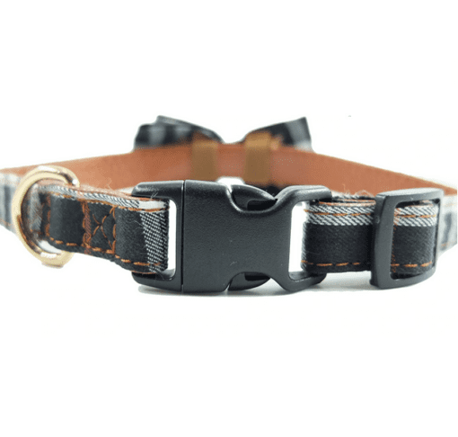 Designer Plaid Bow-tie Dog Collar - All Pet Things - Black / M