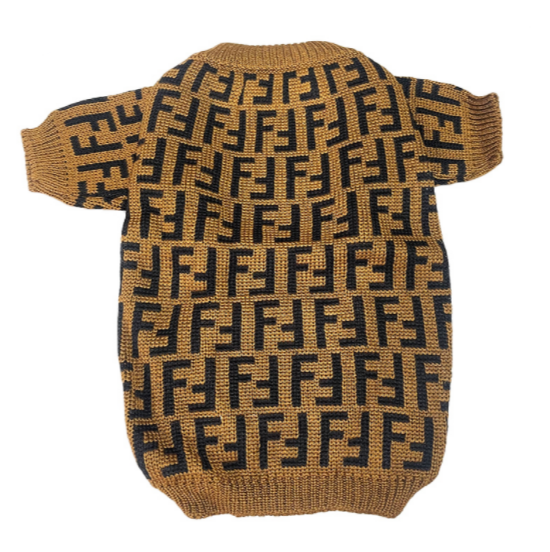 Fur Baby Black and Tan Monogram Dog Sweater - All Pet Things - S