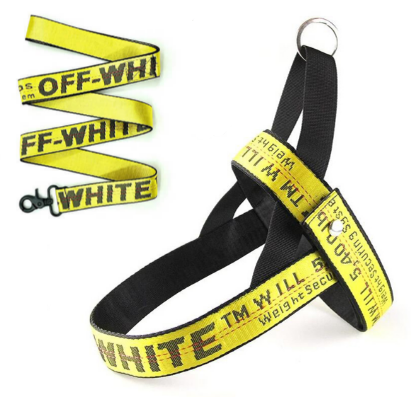 Woof Yellow and Black Designer Harness and Leash Set - All Pet Things - S