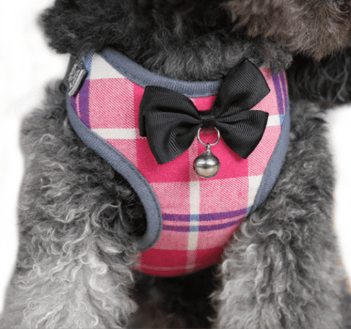 Mesh Plaid and Checkered Dog Harness With Bow - Free Leash Included! - All Pet Things - L / Pink