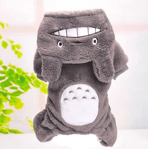 Totoro Fleece Dog Hoodie - All Pet Things - Gray / XS