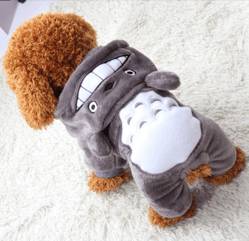 Totoro Fleece Dog Hoodie - All Pet Things - Gray / XL