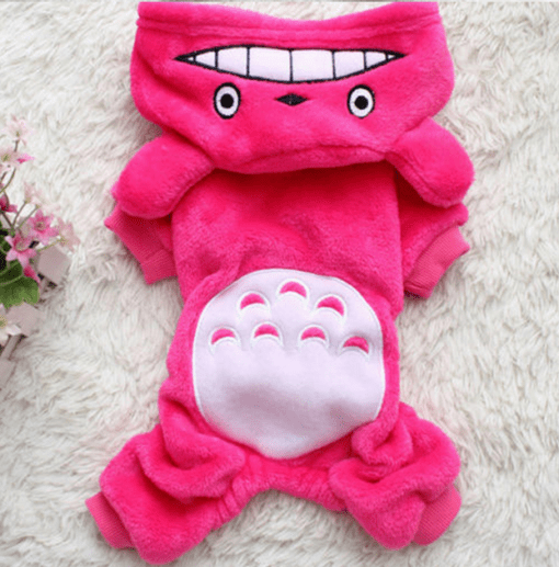 Totoro Fleece Dog Hoodie - All Pet Things - Pink / XS