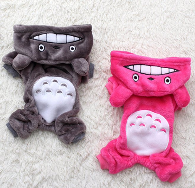 Totoro Fleece Dog Hoodie - All Pet Things - Pink / S