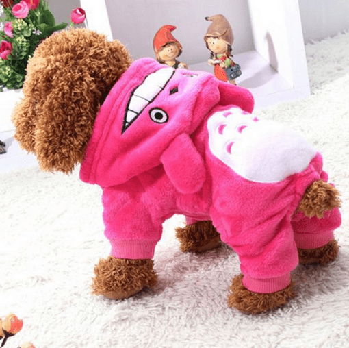 Totoro Fleece Dog Hoodie - All Pet Things - Pink / M