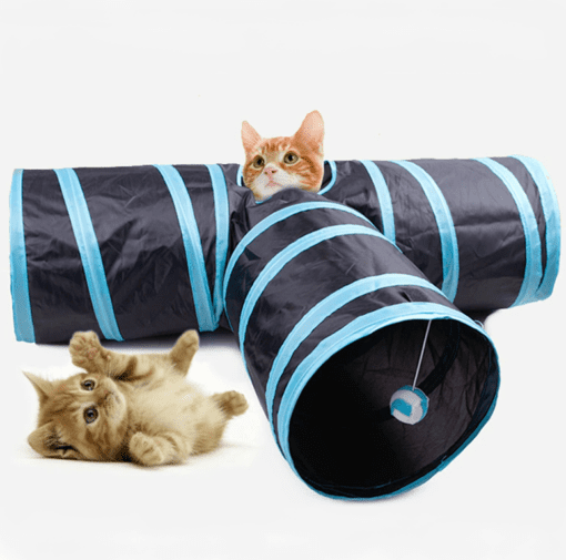 Collapsible 3-Way Cat Play Tunnel -  Cats Have Fun and Stay Fit! - All Pet Things -
