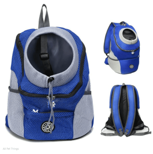 Deluxe Mesh Padded Dog Carrier Backpack - The best way to carry your Pet! - All Pet Things - Blue / L
