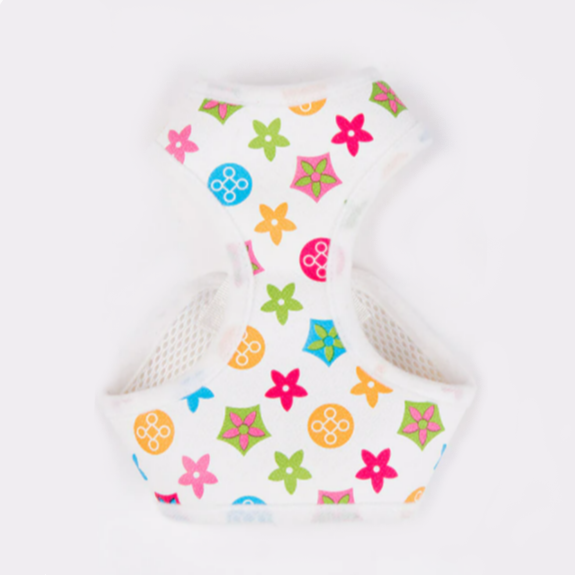 Louis Pawtton White Floral Monogram Dog Harness with Free Matching ...