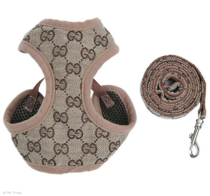 Pucci Monogram Dog Harness with Free Matching Leash! - All Pet Things - XS