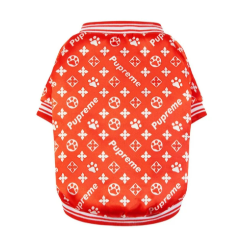 Pupreme Red and White Monogram Dog Jacket - All Pet Things - S