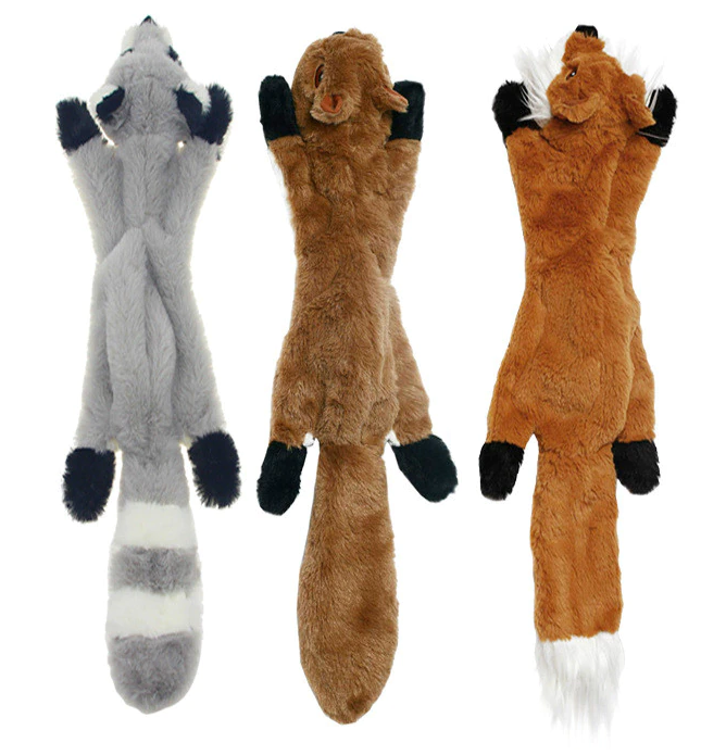 Squeaky Plush Dog Toys - Squirrel Fox and Raccoon! - All Pet Things -