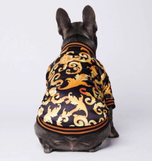 Purrsace Floral Monogram Black and Gold Dog Jacket - All Pet Things - L