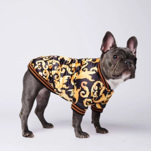 Purrsace Floral Monogram Black and Gold Dog Jacket - All Pet Things - XL