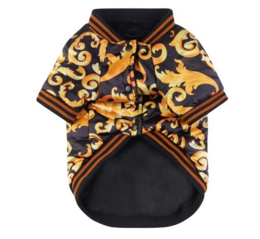 Purrsace Floral Monogram Black and Gold Dog Jacket - All Pet Things - M