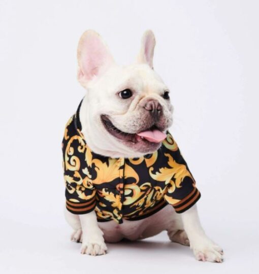 Purrsace Floral Monogram Black and Gold Dog Jacket - All Pet Things - XXL